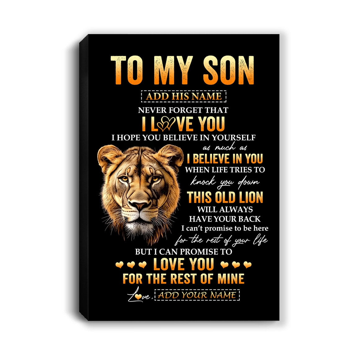 Personalized To My Son Gifts From Mom Mother Canvas Old Lion Love You Son Birthday Gifts Graduation Christmas Custom Wall Art Print Framed Canvas | teecentury