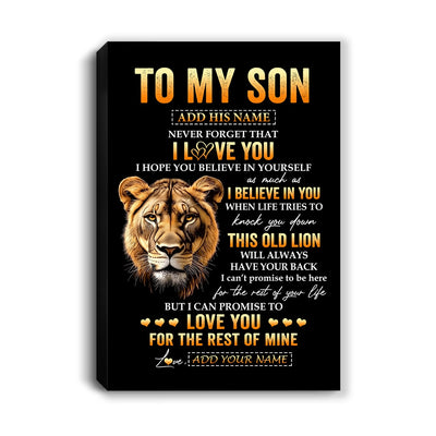 Personalized To My Son Gifts From Mom Mother Canvas Old Lion Love You Son Birthday Gifts Graduation Christmas Custom Wall Art Print Framed Canvas | teecentury
