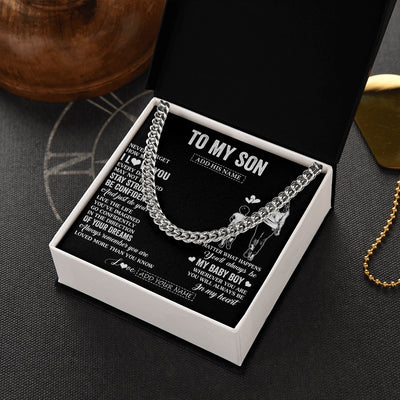 Cuban Link Chain Necklace Stainless Steel | 2 | Personalized To My Son Gifts From Mom Mother Necklace Never Forget How Much I Love You Son Birthday Graduation Christmas Custom Gift Box Message Card | https://teecentury.