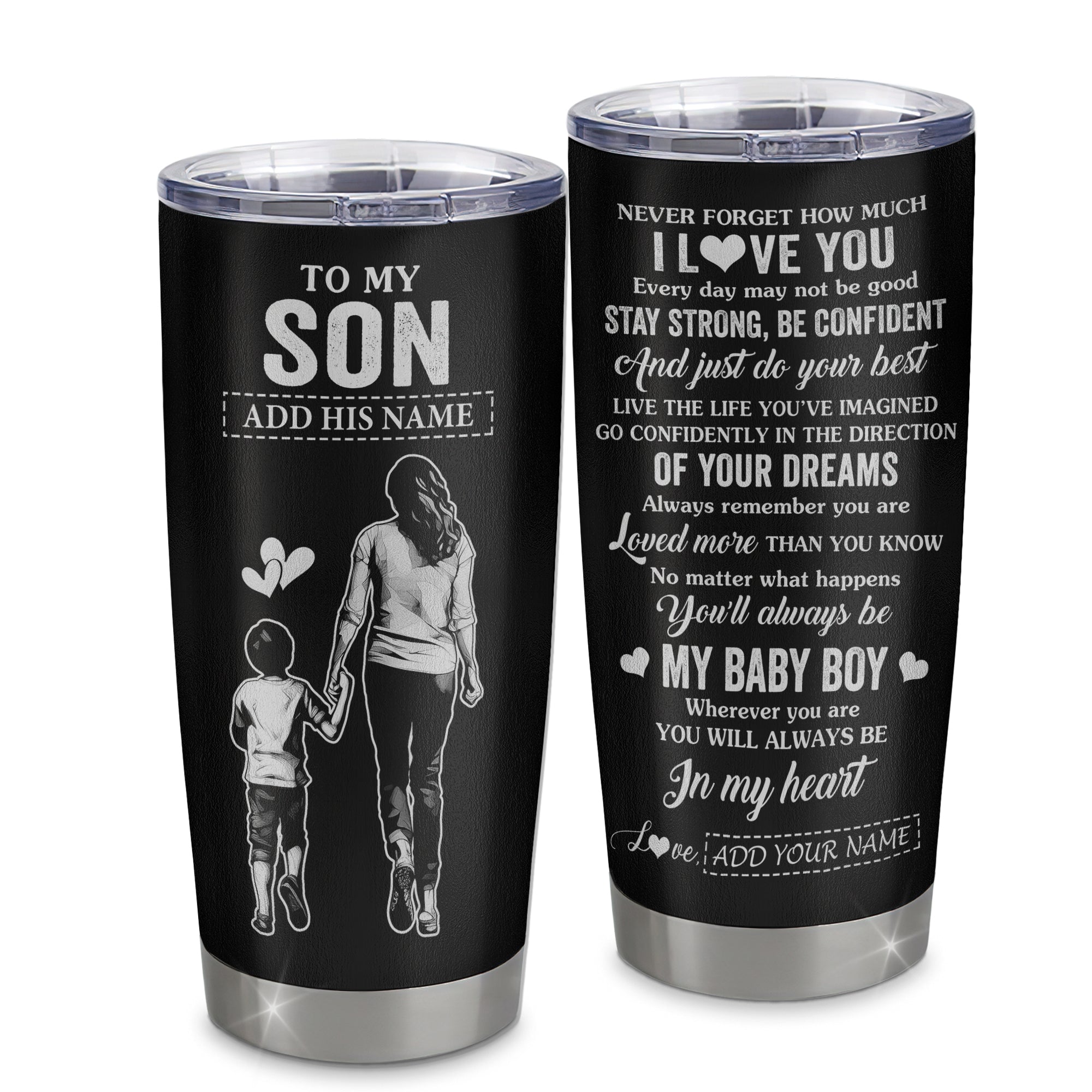 Personalized To My Son Gifts From Mom Mother Tumbler Never Forget How Much I Love You Son Birthday Graduation Christmas Gift Custom Stainless Steel Travel Mug | teecentury