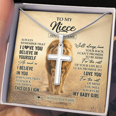 Stainless Cross Necklace Stainless Steel | 2 | Personalized To My Son Gifts Necklace From Dad Father Always Remember Lion Gifts For Son Birthday Graduation Christmas Custom Gift Box Message Card | https://teecentury.