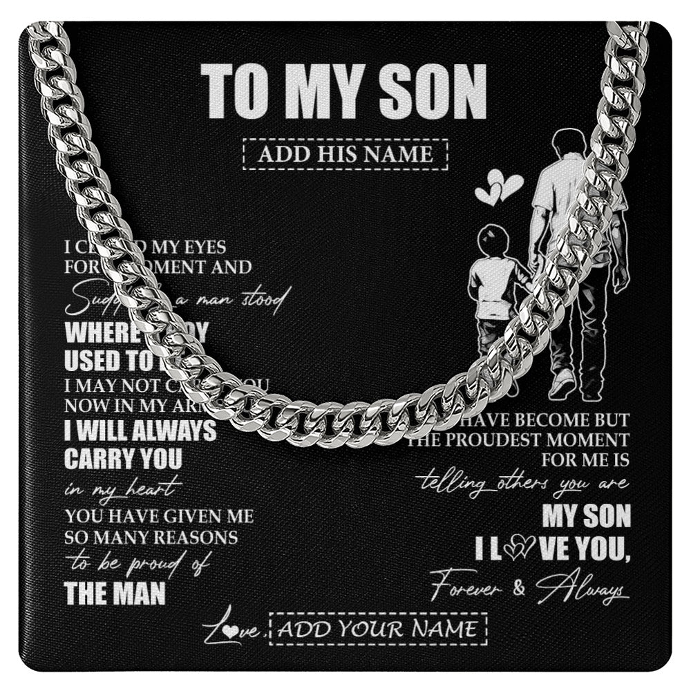 Cuban Link Chain Necklace Stainless Steel | 1 | Personalized To My Son Gifts Necklace From Dad Father I Closed My Eyes For A Moment Son Birthday Graduation Christmas Customized Gift Box Message Card | teecentury.myshopify