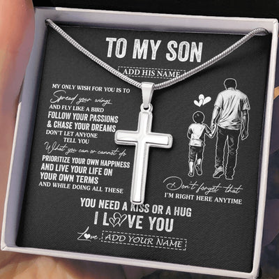 Stainless Cross Necklace Stainless Steel | 2 | Personalized To My Son Gifts Necklace From Dad Father My Only Wish For You Son Birthday Gifts Graduation Christmas Customized Gift Box Message Card | teecentury.myshopify