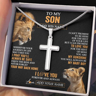 Stainless Cross Necklace Stainless Steel | 2 | Personalized To My Son Gifts Necklace From Dad Father Wherever Your Journey In Life Lion Daughter Birthday Gifts Christmas Custom Gift Box Message Card | https://teecentury.