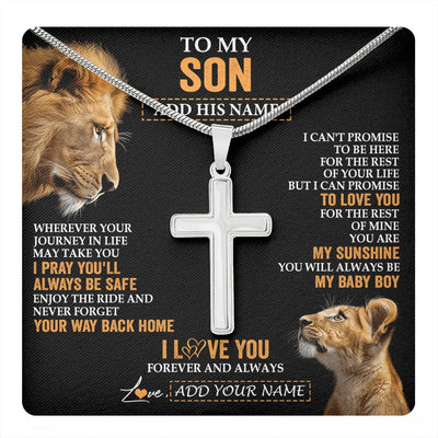 Stainless Cross Necklace Stainless Steel | 1 | Personalized To My Son Gifts Necklace From Dad Father Wherever Your Journey In Life Lion Daughter Birthday Gifts Christmas Custom Gift Box Message Card | https://teecentury.