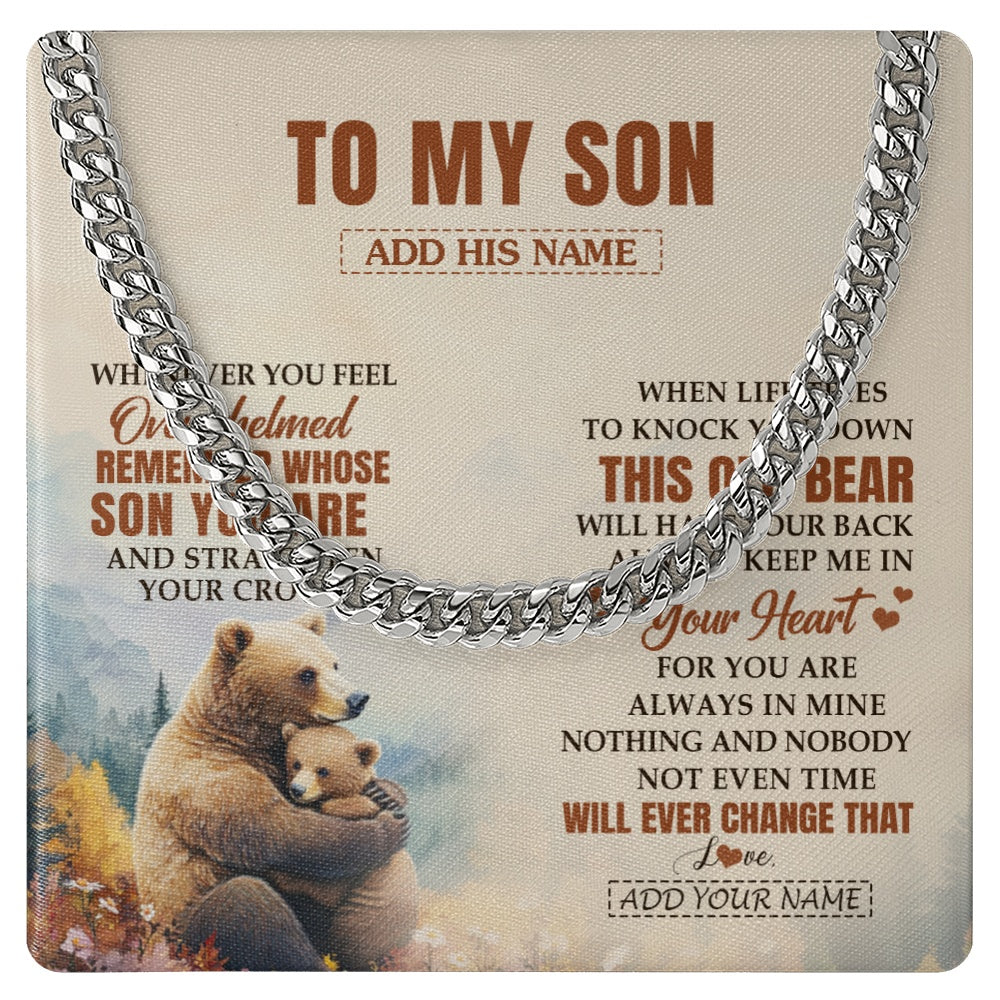 Cuban Link Chain Necklace Stainless Steel | 1 | Personalized To My Son Gifts Necklace From Mom Dad Mother Father Whenever Bear Unique Birthday Gifts For Son Graduation Christmas Custom Gift Box Message Card | teecentury.myshopify