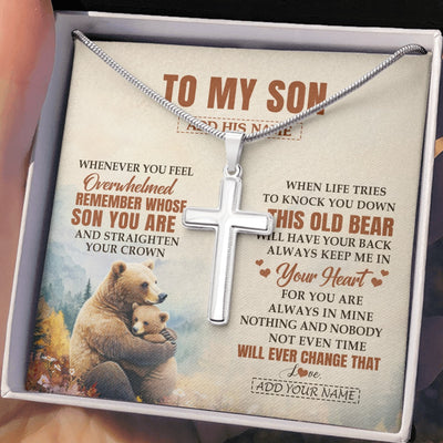 Stainless Cross Necklace Stainless Steel | 2 | Personalized To My Son Gifts Necklace From Mom Dad Mother Father Whenever Bear Unique Birthday Gifts For Son Graduation Christmas Custom Gift Box Message Card | teecentury.myshopify