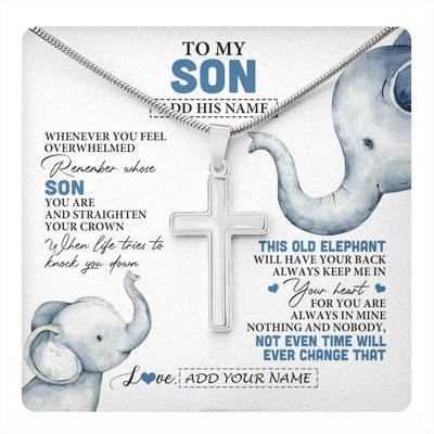 Stainless Cross Necklace Stainless Steel | 1 | Personalized To My Son Gifts Necklace From Mom Dad Mother Father Whenever Elephant Unique Birthday Gifts For Son Graduation Christmas Gift Box Message Card | teecentury.myshopify