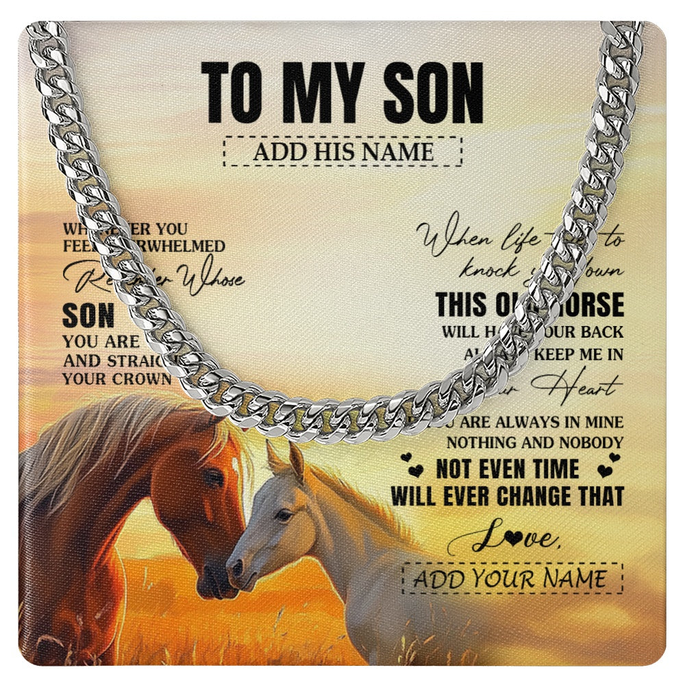 Cuban Link Chain Necklace Stainless Steel | 1 | Personalized To My Son Gifts Necklace From Mom Dad Mother Whenever Horse Unique Birthday Gifts For Son Graduation Christmas Custom Gift Box Message Card | teecentury.myshopify