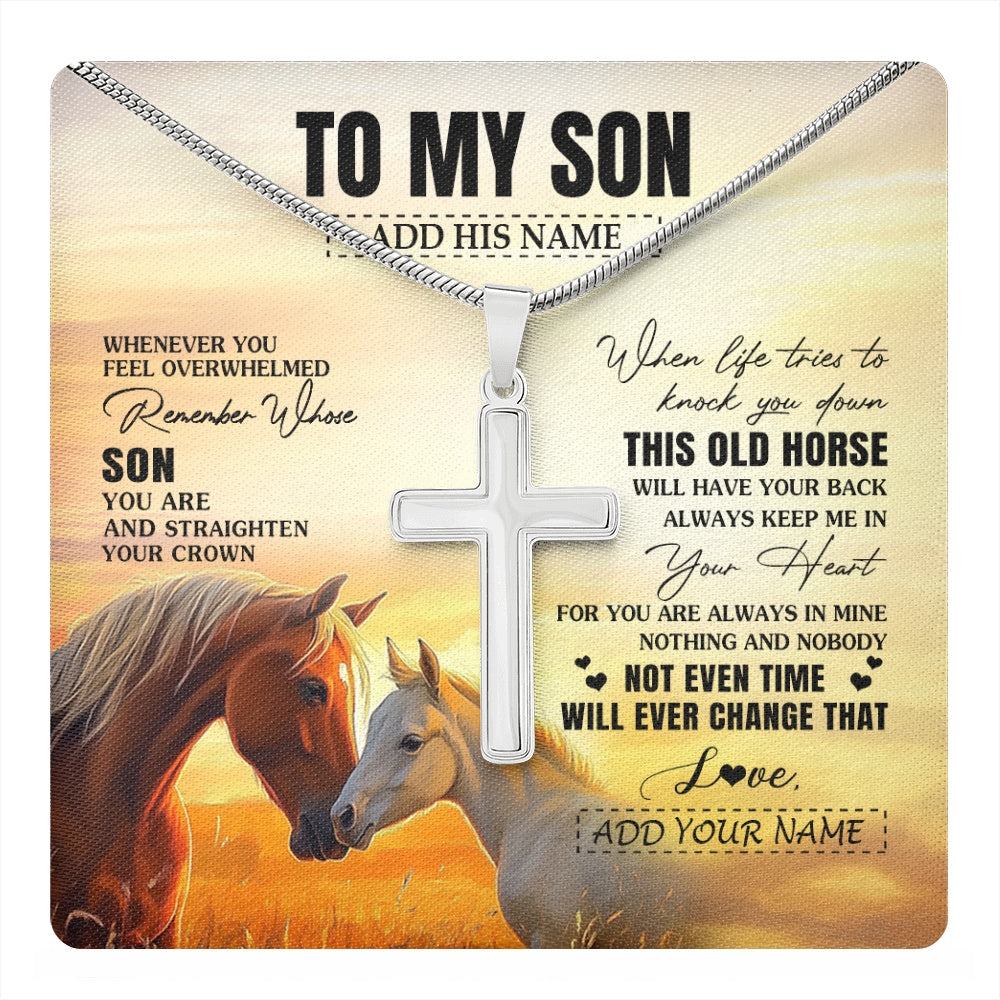 Stainless Cross Necklace Stainless Steel | 1 | Personalized To My Son Gifts Necklace From Mom Dad Mother Whenever Horse Unique Birthday Gifts For Son Graduation Christmas Custom Gift Box Message Card | teecentury.myshopify