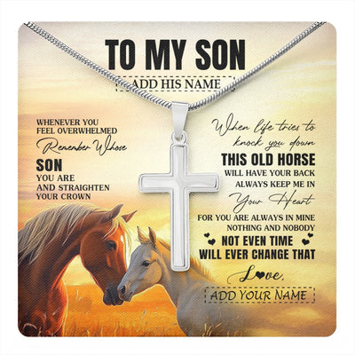 Stainless Cross Necklace Stainless Steel | 1 | Personalized To My Son Gifts Necklace From Mom Dad Mother Whenever Horse Unique Birthday Gifts For Son Graduation Christmas Custom Gift Box Message Card | teecentury.myshopify