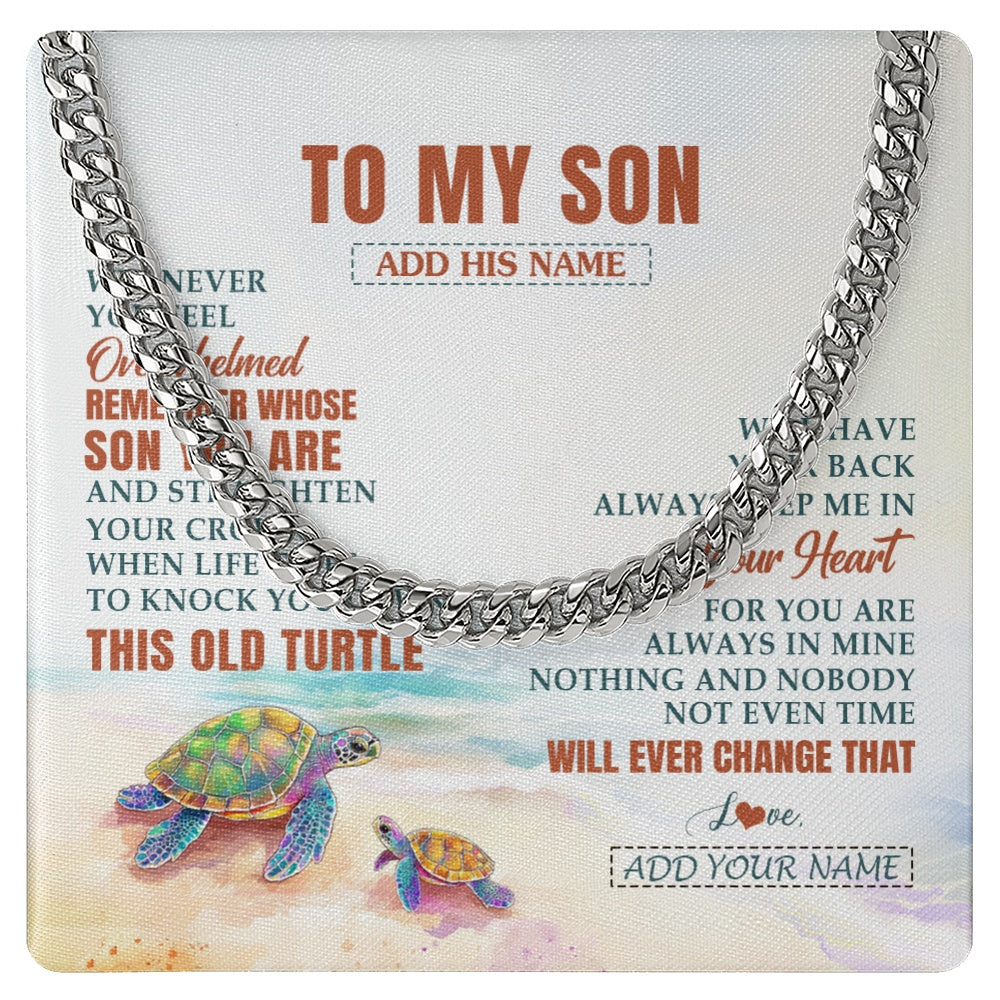 Cuban Link Chain Necklace Stainless Steel | 1 | Personalized To My Son Gifts Necklace From Mom Dad Mother Whenever Turtle Unique Birthday Gifts For Son Graduation Christmas Custom Gift Box Message Card | https://teecentury.