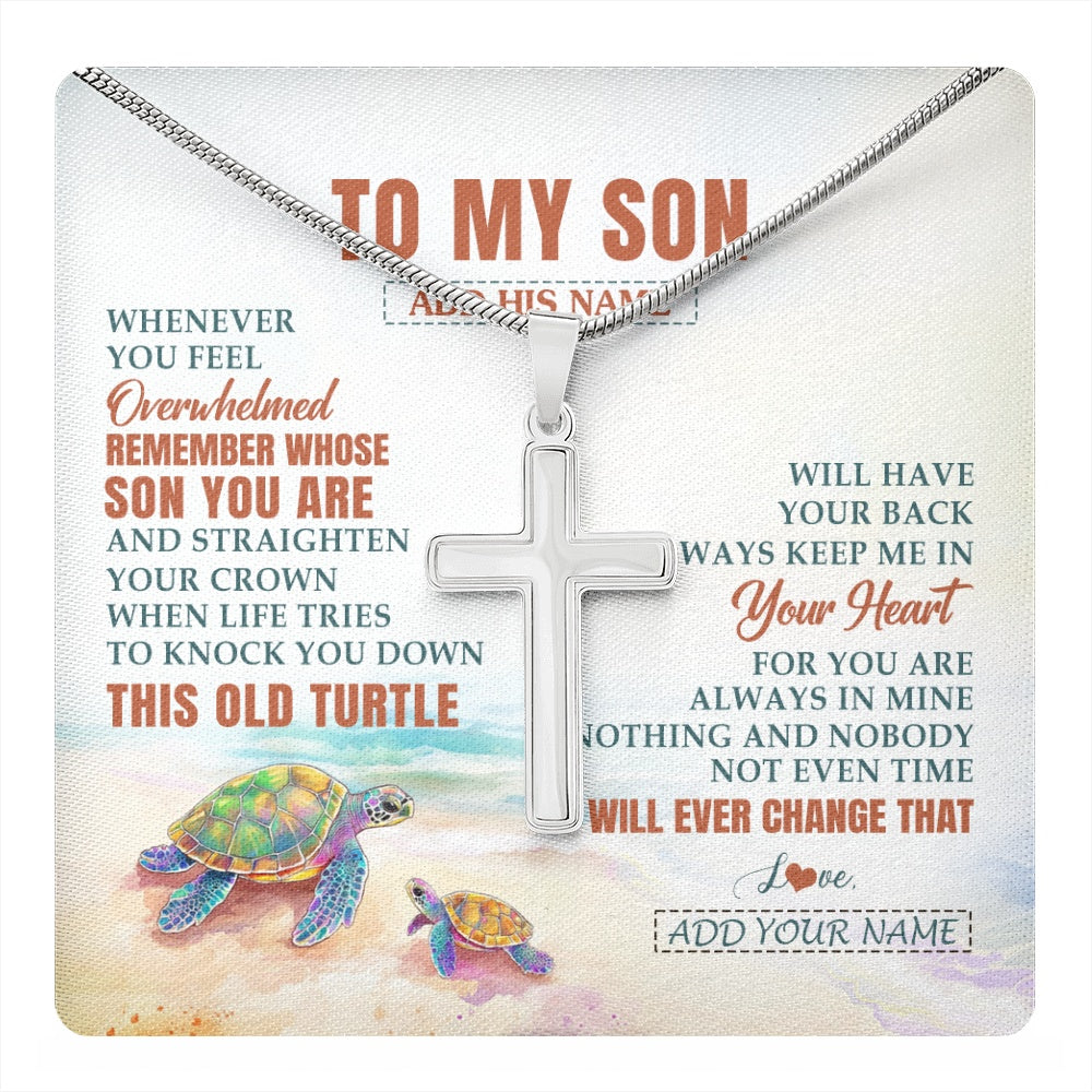 Stainless Cross Necklace Stainless Steel | 1 | Personalized To My Son Gifts Necklace From Mom Dad Mother Whenever Turtle Unique Birthday Gifts For Son Graduation Christmas Custom Gift Box Message Card | https://teecentury.