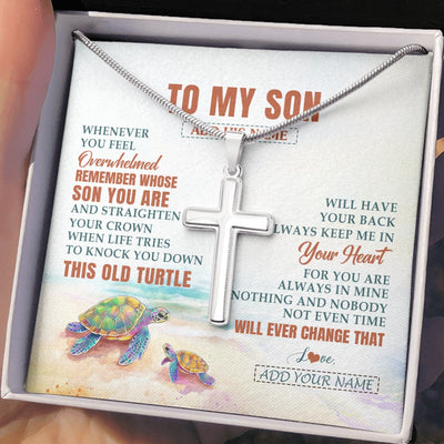 Stainless Cross Necklace Stainless Steel | 2 | Personalized To My Son Gifts Necklace From Mom Dad Mother Whenever Turtle Unique Birthday Gifts For Son Graduation Christmas Custom Gift Box Message Card | https://teecentury.
