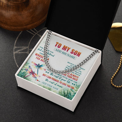 Cuban Link Chain Necklace Stainless Steel | 2 | Personalized To My Son Gifts Necklace From Mom Dad Mother Whenever You Feel Dragonfly Son Birthday Gifts Graduation Christmas Custom Gift Box Message Card | https://teecentury.