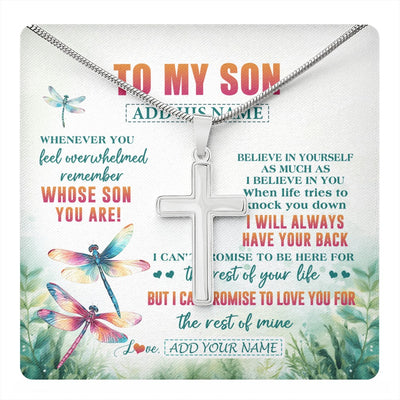 Stainless Cross Necklace Stainless Steel | 1 | Personalized To My Son Gifts Necklace From Mom Dad Mother Whenever You Feel Dragonfly Son Birthday Gifts Graduation Christmas Custom Gift Box Message Card | https://teecentury.
