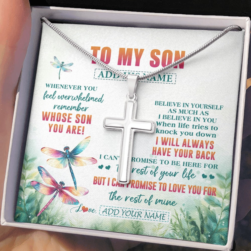 Stainless Cross Necklace Stainless Steel | 2 | Personalized To My Son Gifts Necklace From Mom Dad Mother Whenever You Feel Dragonfly Son Birthday Gifts Graduation Christmas Custom Gift Box Message Card | https://teecentury.