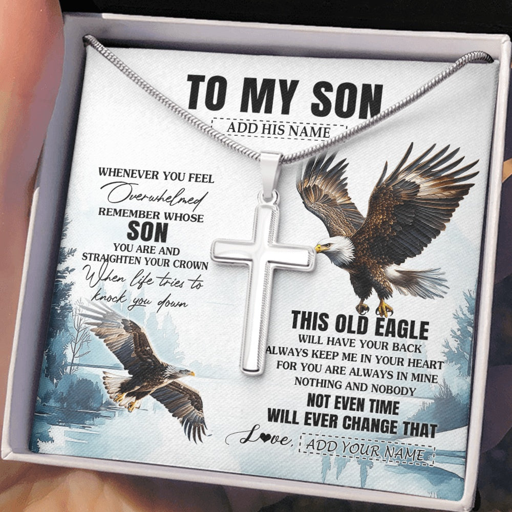 Stainless Cross Necklace Stainless Steel | 2 | Personalized To My Son Gifts Necklace From Mom Dad Whenever Eagle Unique Birthday Gifts For Son Graduation Christmas Keepsake Custom Gift Box Message Card | https://teecentury.