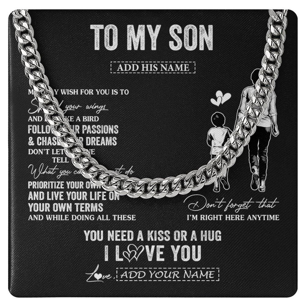 Cuban Link Chain Necklace Stainless Steel | 1 | Personalized To My Son Gifts Necklace From Mom Mother My Only Wish For You Son Birthday Gifts Graduation Christmas Customized Gift Box Message Card | teecentury.myshopify