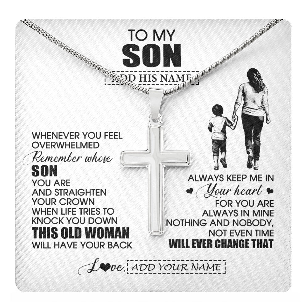 Stainless Cross Necklace Stainless Steel | 1 | Personalized To My Son Gifts Necklace From Mom Mother Whenever Woman Unique Birthday Gifts For Son Graduation Christmas Customized Gift Box Message Card | teecentury.myshopify