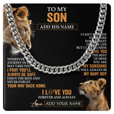 Cuban Link Chain Necklace Stainless Steel | 1 | Personalized To My Son Gifts Necklace From Mom Mother Wherever Your Journey In Life Lion Daughter Birthday Gifts Christmas Custom Gift Box Message Card | https://teecentury.
