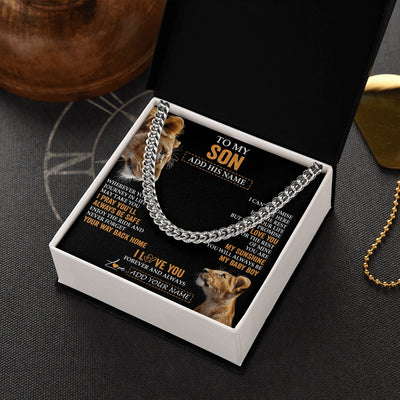 Cuban Link Chain Necklace Stainless Steel | 2 | Personalized To My Son Gifts Necklace From Mom Mother Wherever Your Journey In Life Lion Daughter Birthday Gifts Christmas Custom Gift Box Message Card | https://teecentury.
