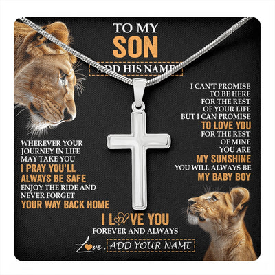 Stainless Cross Necklace Stainless Steel | 1 | Personalized To My Son Gifts Necklace From Mom Mother Wherever Your Journey In Life Lion Daughter Birthday Gifts Christmas Custom Gift Box Message Card | https://teecentury.