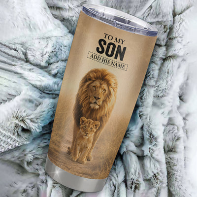 Personalized To My Son Gifts Tumbler From Dad Father Always Remember Lion Gifts For Son Birthday Graduation Christmas Custom Stainless Steel Travel Mug | teecentury