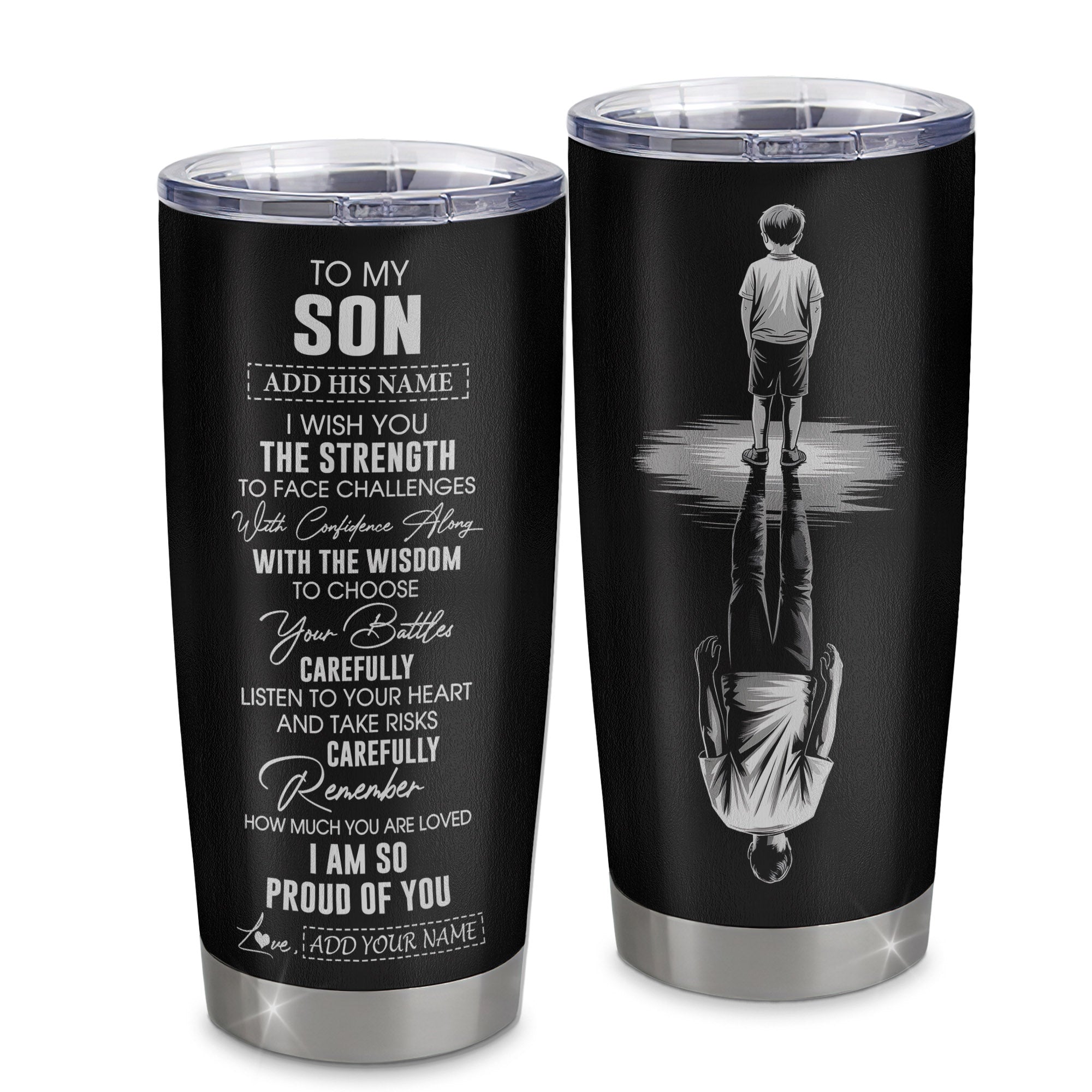 Personalized To My Son Gifts Tumbler From Mom Dad Father Mother I Wish You The Strength Son Birthday Gifts Christmas Graduation Custom Stainless Steel Travel Mug | teecentury