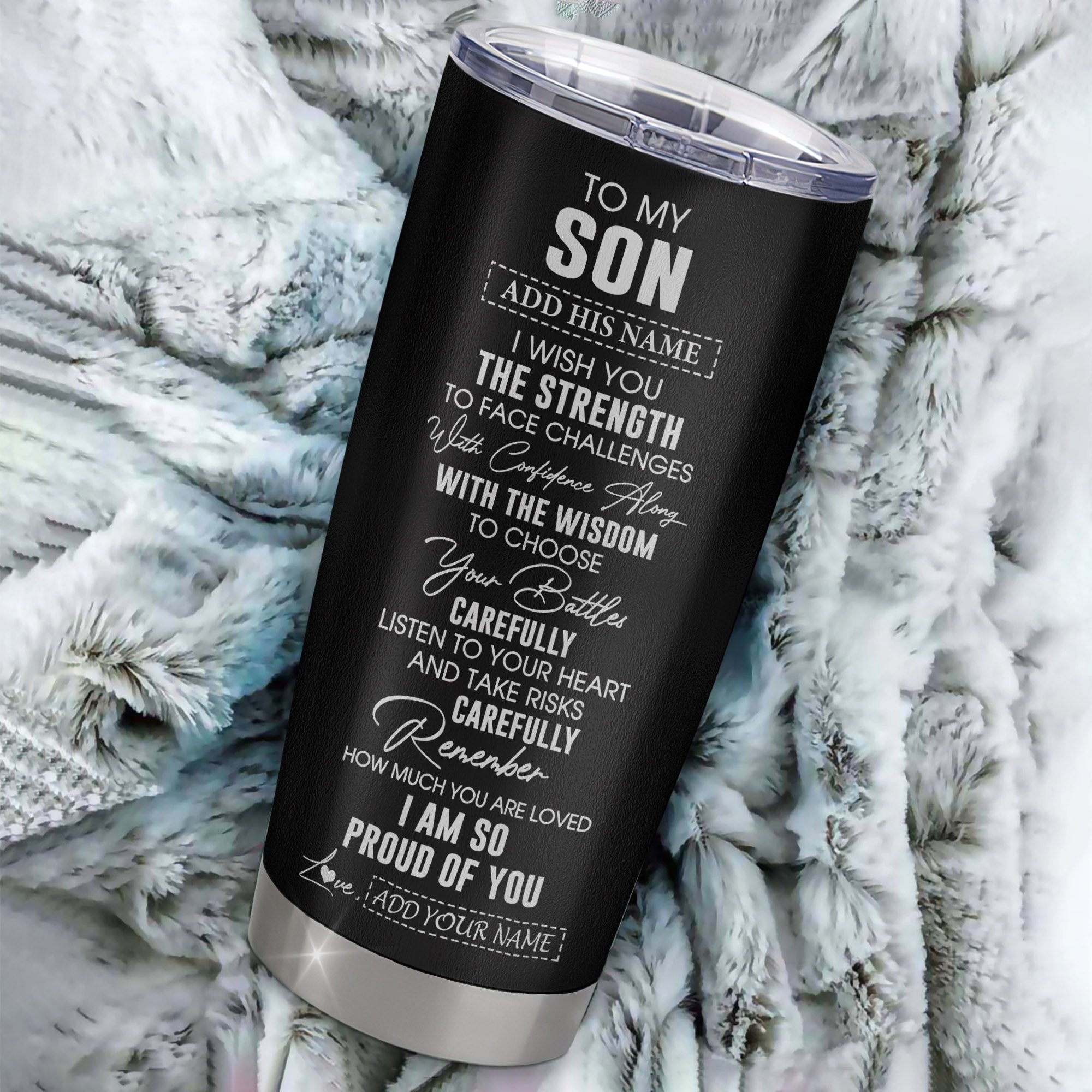 Personalized To My Son Gifts Tumbler From Mom Dad Father Mother I Wish You The Strength Son Birthday Gifts Christmas Graduation Custom Stainless Steel Travel Mug | teecentury