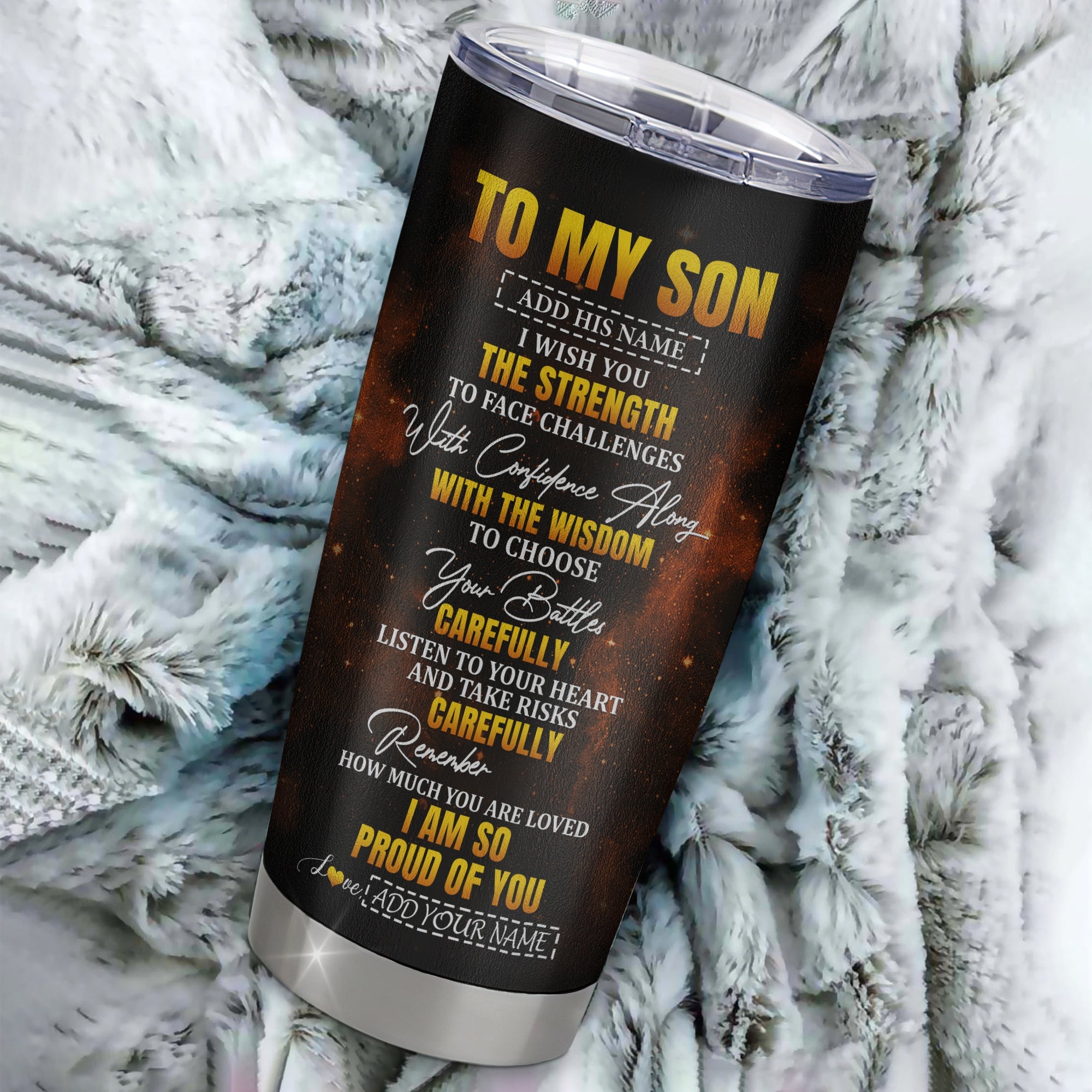 Personalized To My Son Gifts Tumbler From Mom Dad Mother Father I Wish You The Strength Horse Son Birthday Gifts Christmas Graduation Custom Stainless Steel Travel Mug | teecentury