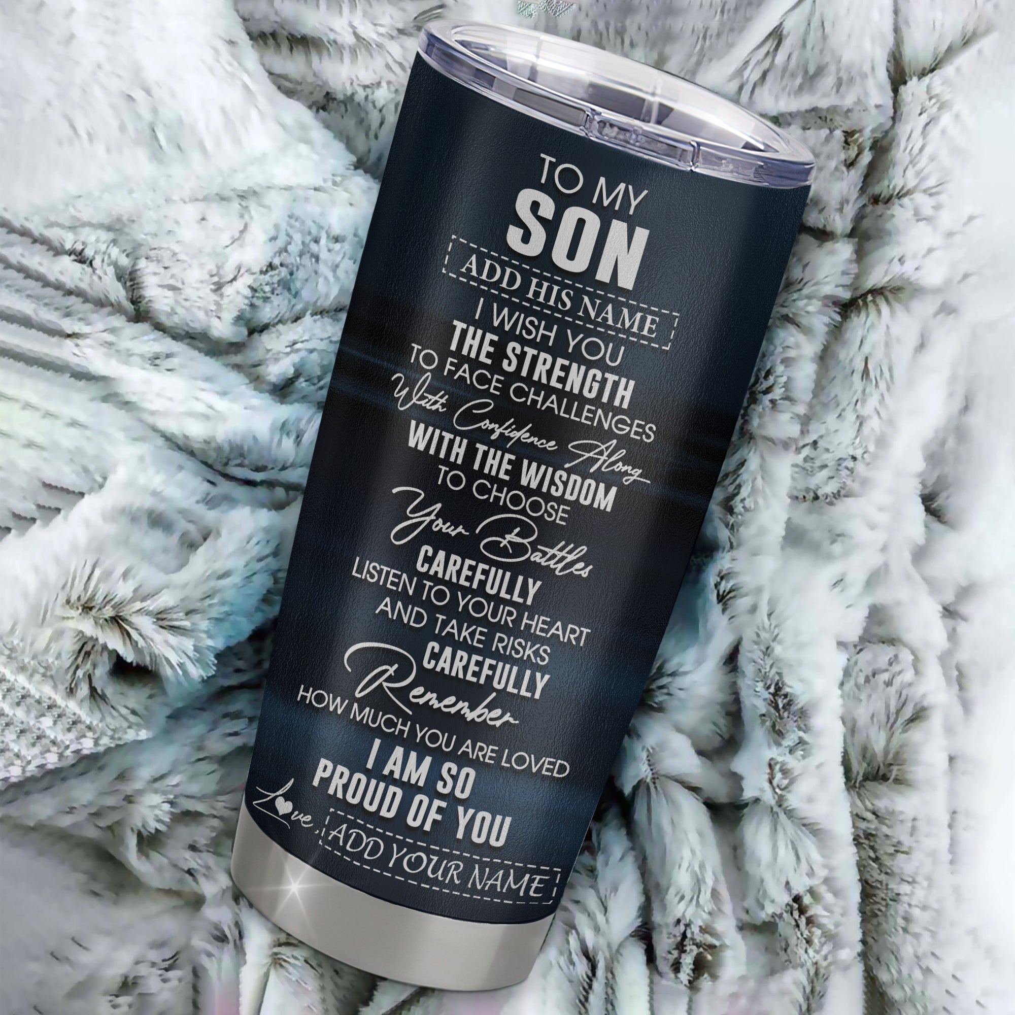 Personalized To My Son Gifts Tumbler From Mom Dad Mother Father I Wish You The Strength Wolf Son Birthday Gifts Christmas Graduation Custom Stainless Steel Travel Mug | teecentury