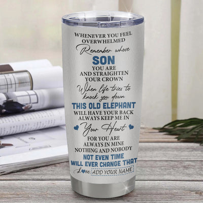 Personalized To My Son Gifts Tumbler From Mom Dad Mother Father Whenever Elephant Unique Birthday Gifts For Son Graduation Christmas Custom Stainless Steel Travel Mug | teecentury