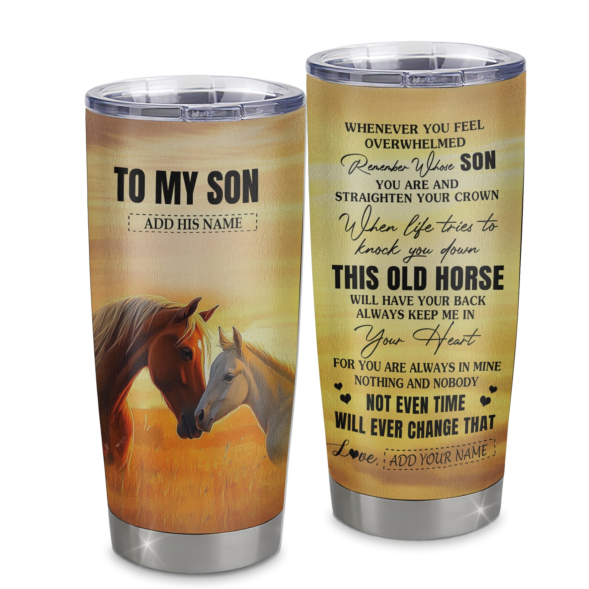 Personalized To My Son Gifts Tumbler From Mom Dad Mother Father Whenever Horse Unique Birthday Gifts For Son Graduation Christmas Custom Stainless Steel Cup Travel Mug | teecentury