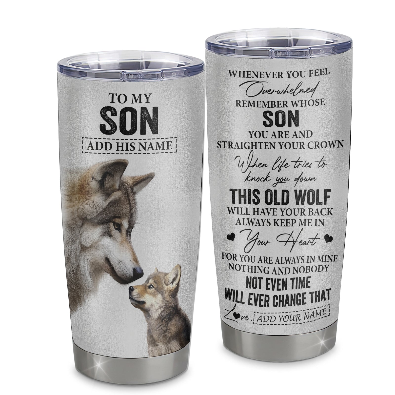 Personalized To My Son Gifts Tumbler From Mom Dad Mother Father Whenever Wolf Unique Birthday Gifts For Son Graduation Christmas Custom Stainless Steel Cup Travel Mug | teecentury