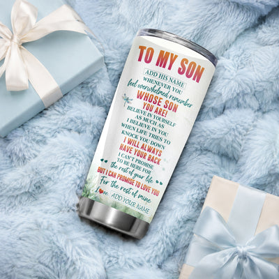 Personalized To My Son Gifts Tumbler From Mom Dad Mother Father Whenever You Feel Dragonfly Son Birthday Gifts Graduation Christmas Custom Stainless Steel Travel Mug | teecentury
