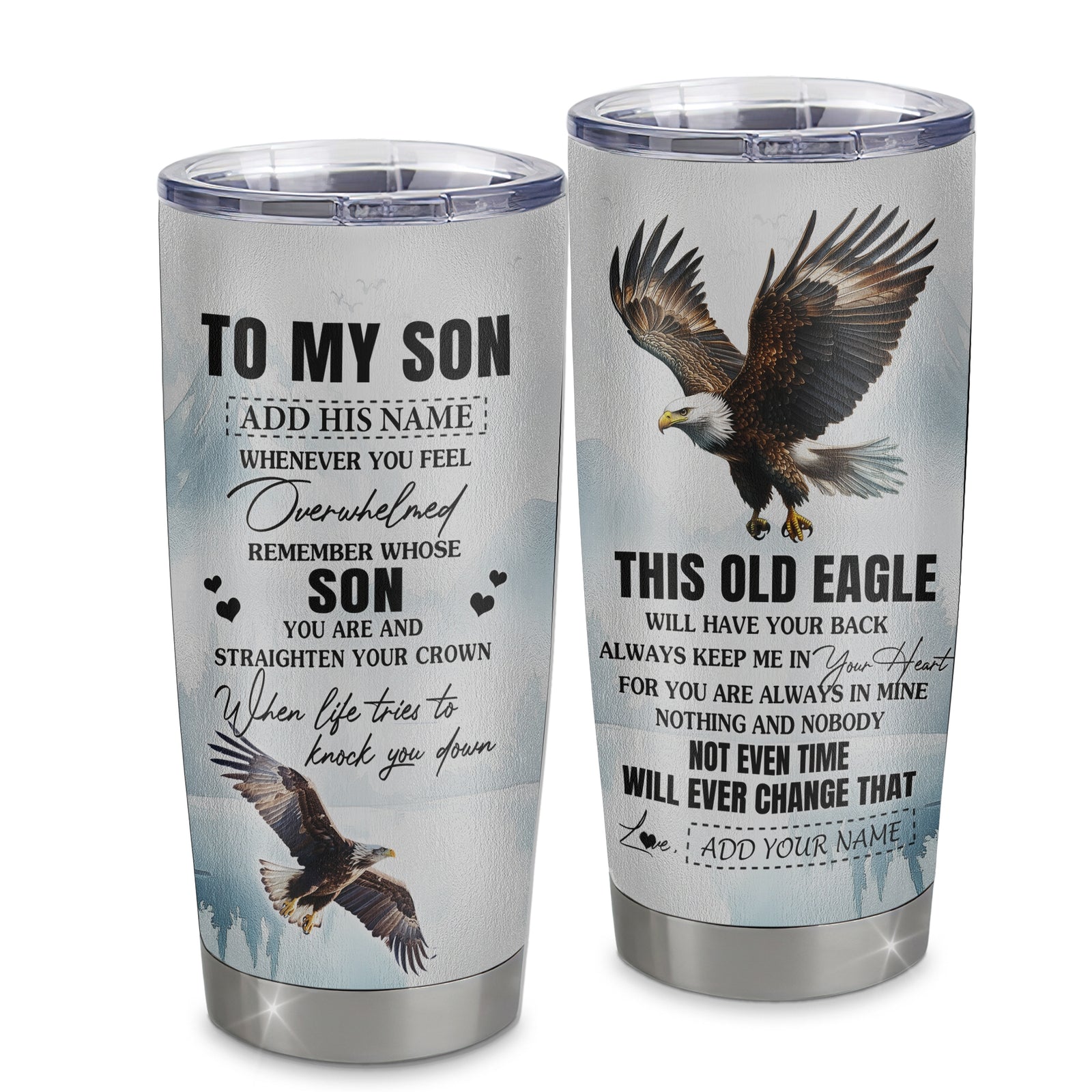 Personalized To My Son Gifts Tumbler From Mom Dad Whenever Eagle Unique Birthday Gifts For Son Graduation Christmas Stainless Steel Insulated Custom Mug | teecentury