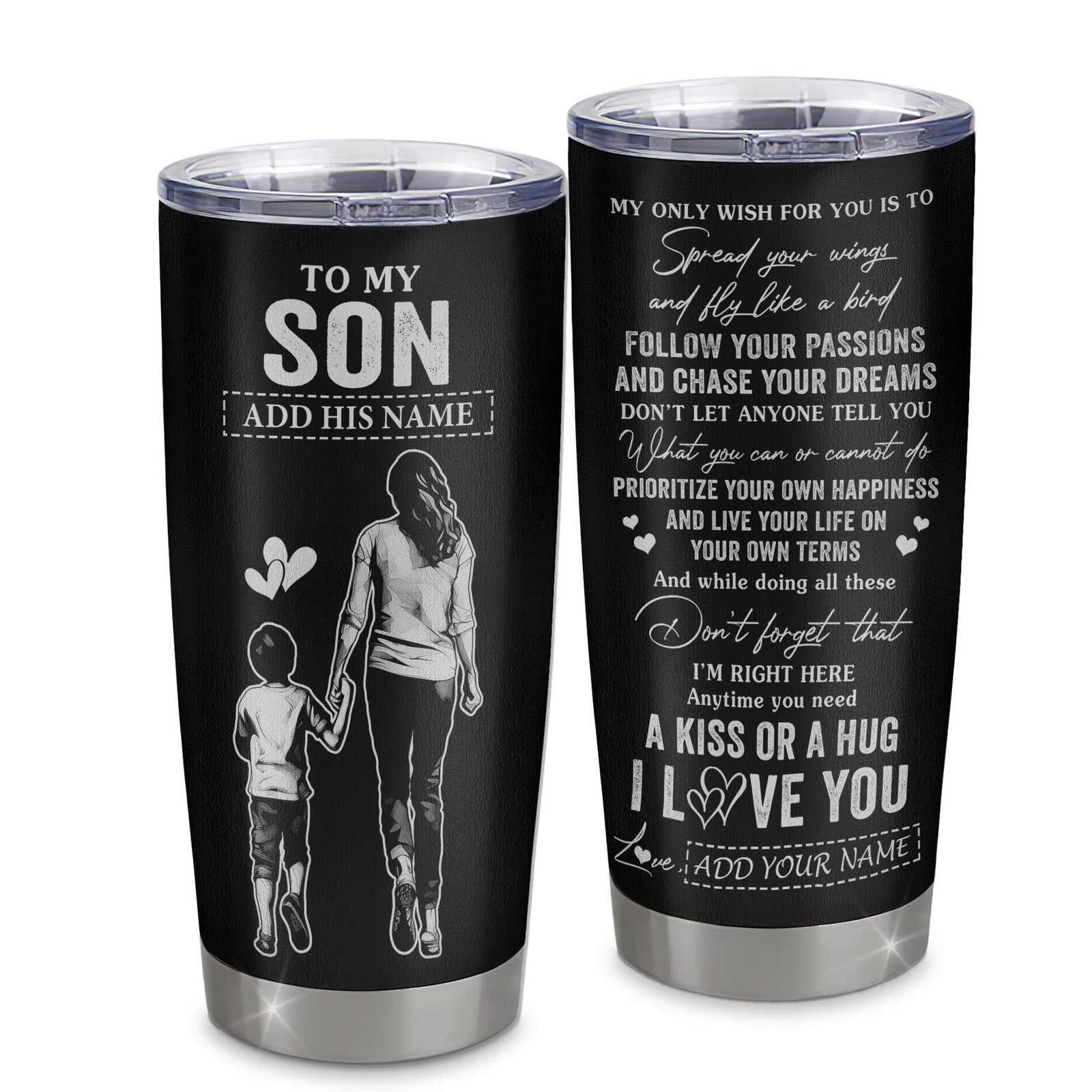 Personalized To My Son Gifts Tumbler From Mom Mother My Only Wish For You Son Birthday Gifts Graduation Christmas Custom Stainless Steel Cup Travel Mug | teecentury