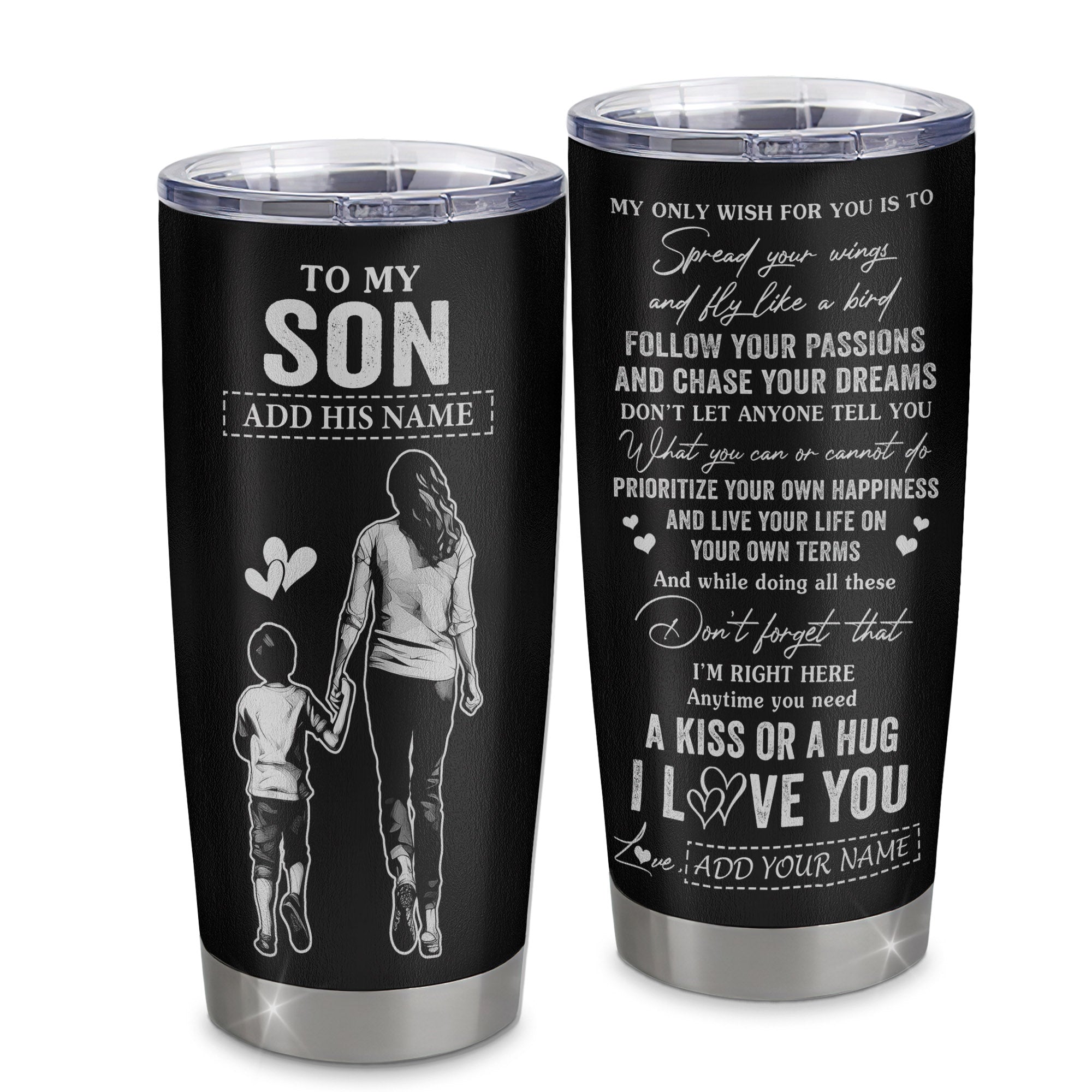 Personalized To My Son Gifts Tumbler From Mom Mother My Only Wish For You Son Birthday Gifts Graduation Christmas Custom Stainless Steel Cup Travel Mug | teecentury
