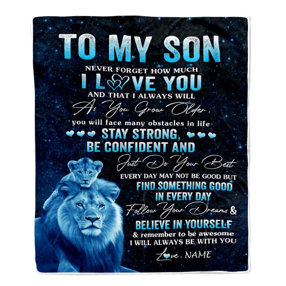 Personalized To My Son I Love You Forever Blanket From Dad Father Lion Son Birthday Gifts Graduation Christmas Customized Bed Fleece Throw Blanket | teecentury
