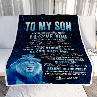 Personalized To My Son I Love You Forever Blanket From Dad Father Lion Son Birthday Gifts Graduation Christmas Customized Bed Fleece Throw Blanket | teecentury