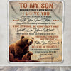 Personalized To My Son I Love You Forever Blanket From Mom Dad Mother Bear Son Birthday Gifts Graduation Christmas Customized Bed Fleece Throw Blanket | teecentury