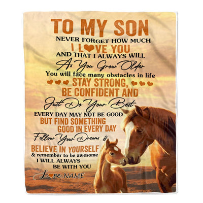Personalized To My Son I Love You Forever Blanket From Mom Dad Mother Father Horse Son Birthday Gifts Graduation Christmas Customized Bed Fleece Throw Blanket | teecentury