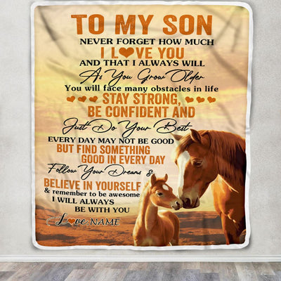 Personalized To My Son I Love You Forever Blanket From Mom Dad Mother Father Horse Son Birthday Gifts Graduation Christmas Customized Bed Fleece Throw Blanket | teecentury