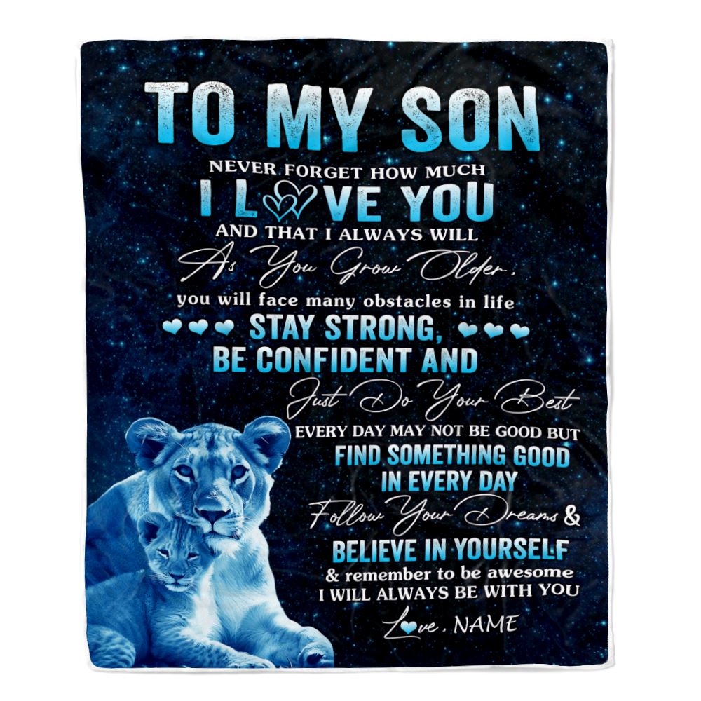 Personalized To My Son I Love You Forever Blanket From Mom Mother Lion Son Birthday Gifts Graduation Christmas Customized Bed Fleece Throw Blanket | teecentury