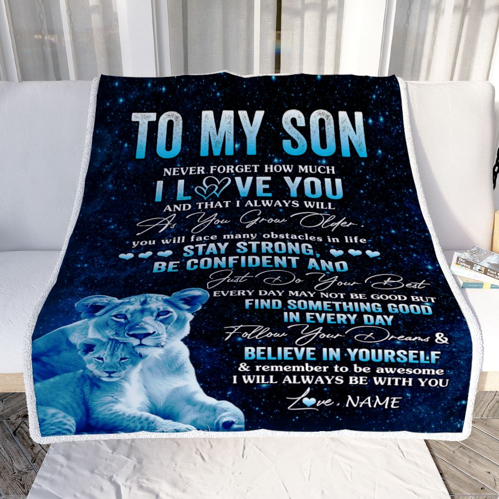 Personalized To My Son I Love You Forever Blanket From Mom Mother Lion Son Birthday Gifts Graduation Christmas Customized Bed Fleece Throw Blanket | teecentury