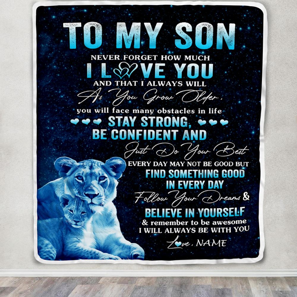 Personalized To My Son I Love You Forever Blanket From Mom Mother Lion Son Birthday Gifts Graduation Christmas Customized Bed Fleece Throw Blanket | teecentury