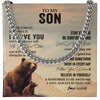 Cuban Link Chain Necklace Stainless Steel | 1 | Personalized To My Son I Love You Forever Necklace From Mom Dad Mother Father Bear Son Birthday Gifts Graduation Christmas Customized Gift Box Message Card | teecentury