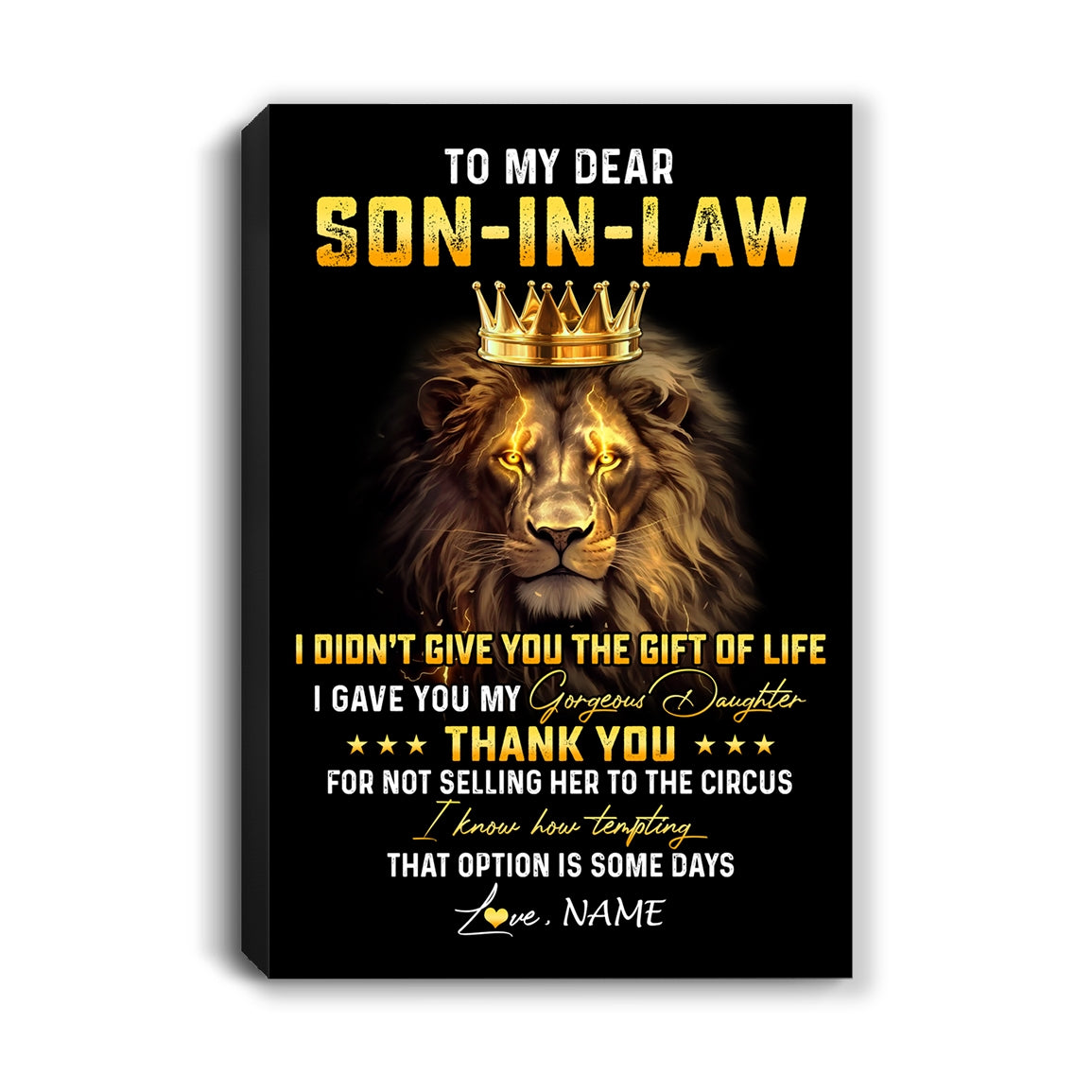 Personalized To My Son In Law From Mom Mother In Law Canvas I Didn't Give You The Gift Of Life Lion Son In Law Birthday Christmas Custom Wall Art Print Framed Canvas | teecentury