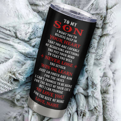 Personalized To My Son Knight Templar Tumbler From Dad Father Mom Stainless Steel Cup You Will Never Lose Son Birthday Gifts Graduation Christmas Custom Travel Mug | teecentury